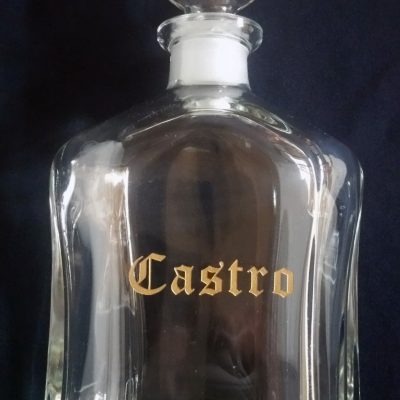 Decanter with Glass etching and paint fill
